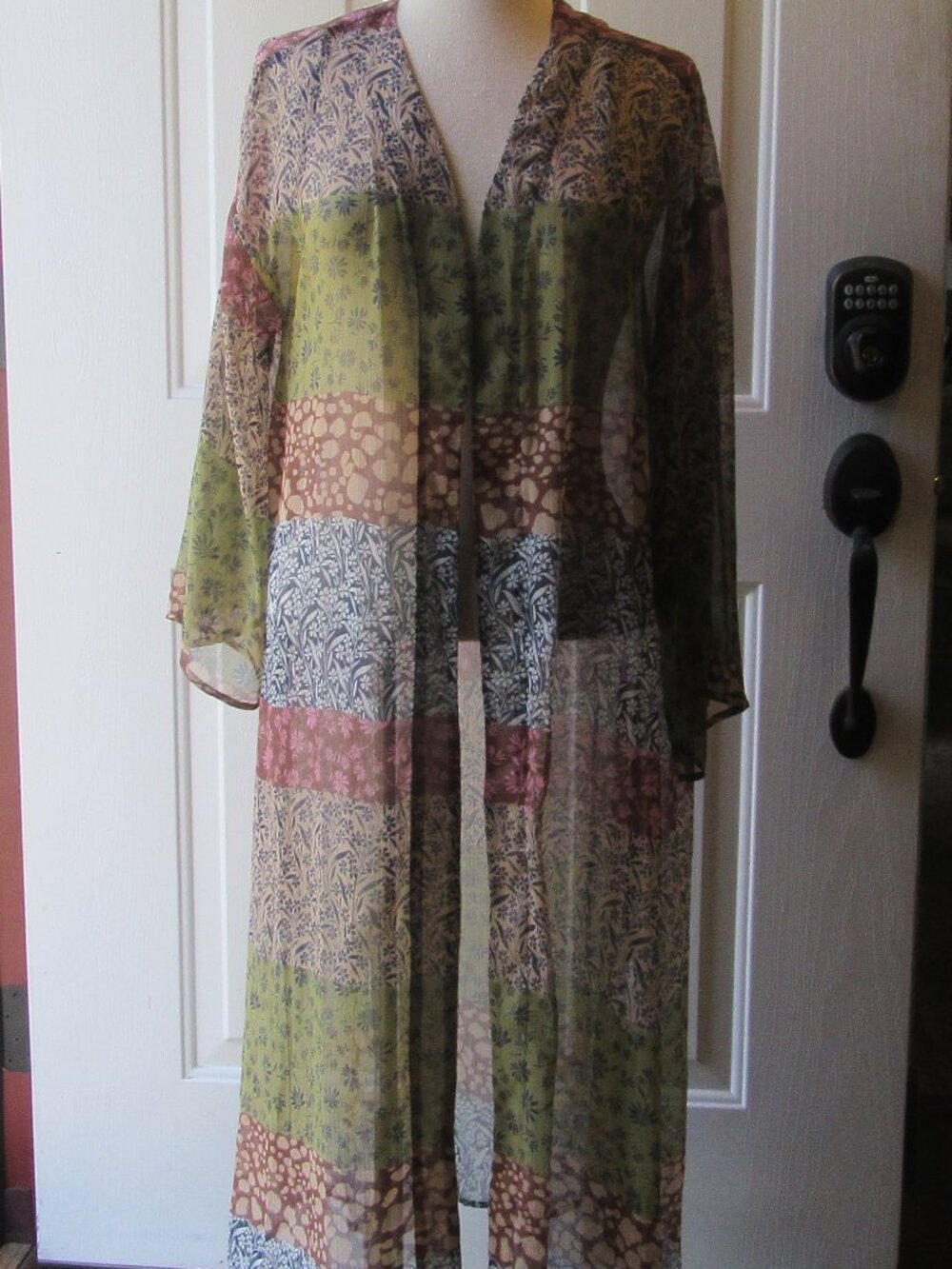 Jessica Simpson sheer kimono festival duster dress sz S whimsigoth fall colors